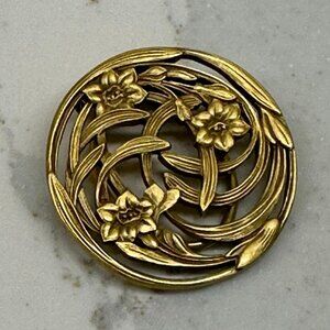 Vintage MFA Museum of Fine Arts Boston Scarf Clip Art Nouveau Flowers 1.5" Round